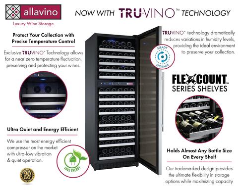 Allavino 24" Wide FlexCount II Tru-Vino 172 Bottle Dual Zone Stainless Steel Right Hinge Wine Refrigerator Allavino