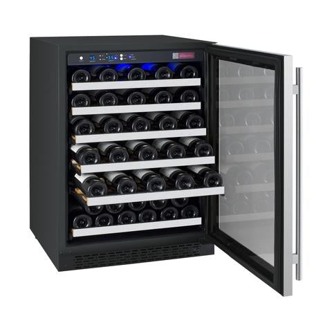 Allavino 24" Wide FlexCount II Tru-Vino 56 Bottle Single Zone Stainless Steel Right Hinge Wine Refrigerator Allavino