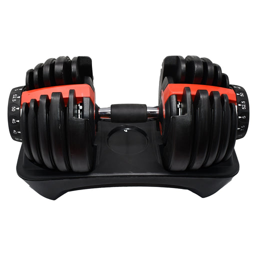 Aleko Adjustable Dumbbell Weight for Home Gym - 5 to 52.5 lbs - Black and Red ADB24-AP Aleko