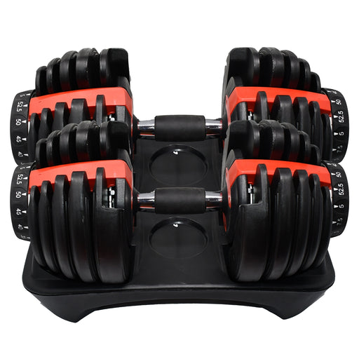 Aleko Adjustable Dumbbell Weight for Home Gym - 5 to 52.5 lbs - Set of 2 - Black and Red 2ADB24-AP Aleko