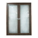 Aleko Aluminum Square Top Minimalist Glass-Panel Interior Double Door with Frame - 84 x 96 inches - Chestnut Aleko