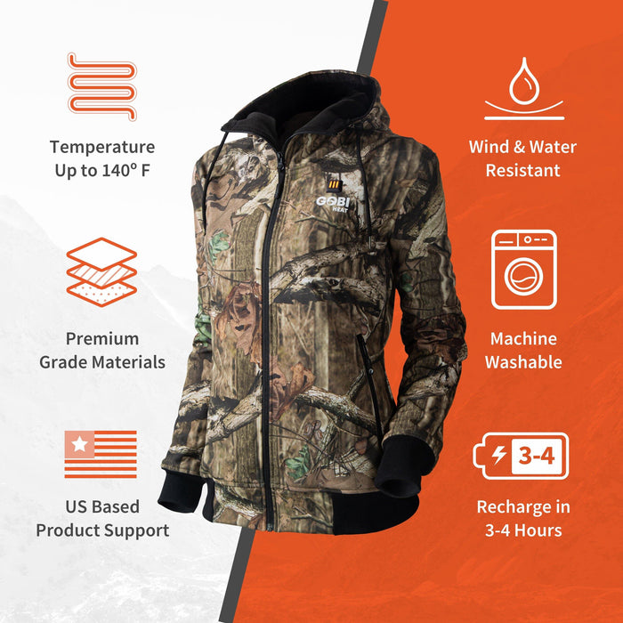 Gobi Heat Shadow Womens Heated Hunting Hoodie - Mossy Oak® Camo