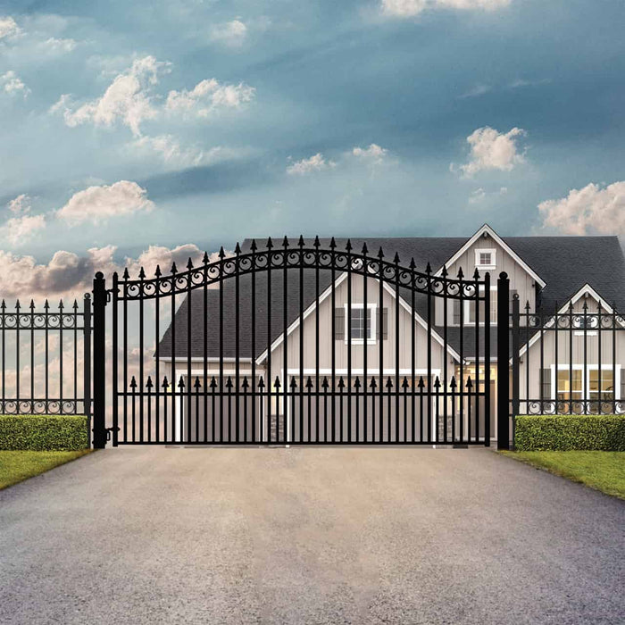 Aleko Steel Single Swing Driveway Gate - PRAGUE Style - 12 x 6 Feet DG12PRASSW-AP at YBLGoods Aleko