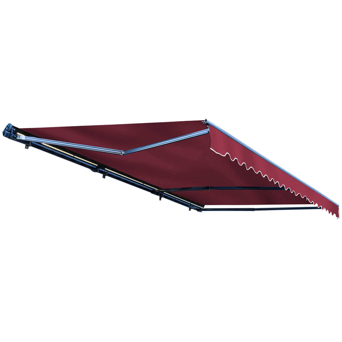 Aleko Half Cassette Motorized Retractable LED Luxury Patio Awning - 13 x 10 Feet - Burgundy - AWCL13X10BURG37-AP at YBLGoods Aleko