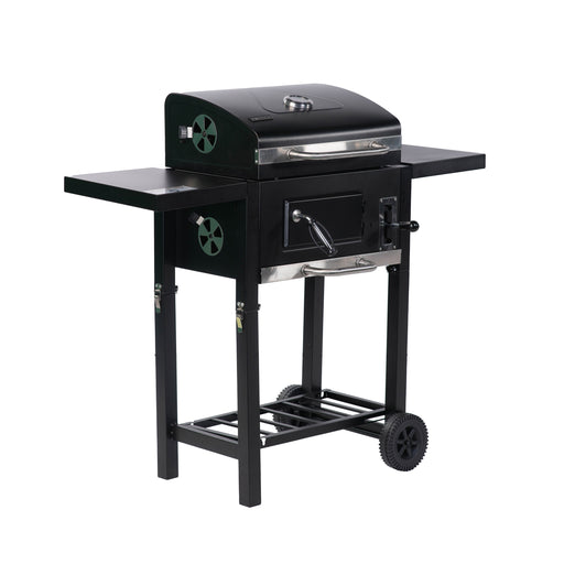 Aleko Foldable Wagon Charcoal BBQ Grill with Side Tables and Wheels - Black Aleko