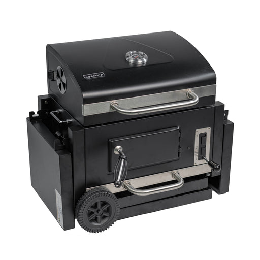 Aleko Foldable Wagon Charcoal BBQ Grill with Side Tables and Wheels - Black Aleko