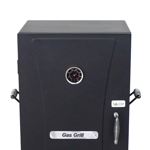 Aleko Vertical Offset BBQ Gas Smoker with Temperature Gauge - Black BBQS03G-AP Aleko