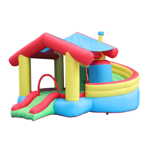 Aleko Inflatable Playtime Bounce House with Double Slide and Removable Shaded Canopy BHHOUSE-AP Aleko