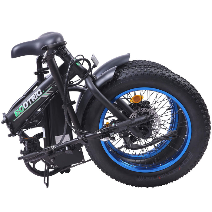Ecotric 36V Fat Tire Folding Electric Bike - Matte Black & Blue - UL Certified - C-FAT20810-MBL Ecotric Electric Bikes