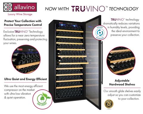 Allavino 32" Wide Vite II Tru-Vino 305 Bottle Single Zone Black Right Hinge Wine Refrigerator Allavino