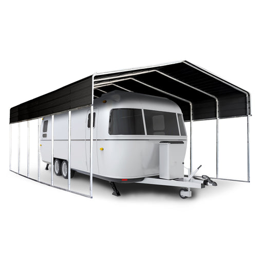 Aleko Galvanized Steel Carport and Canopy Shelter - 12 x 23 Feet - Black CPM12X23BK-AP Aleko