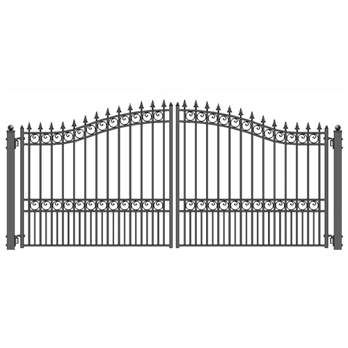 Aleko Steel Dual Swing Driveway Gate - LONDON Style - 14 x 6 Feet  DG14LOND-AP Aleko