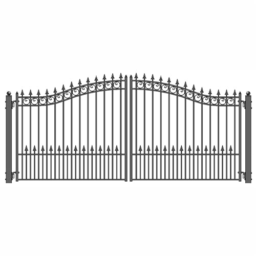 Aleko Steel Dual Swing Driveway Gate - PRAGUE Style - 18 x 6 Feet DG18PRAD-AP Aleko