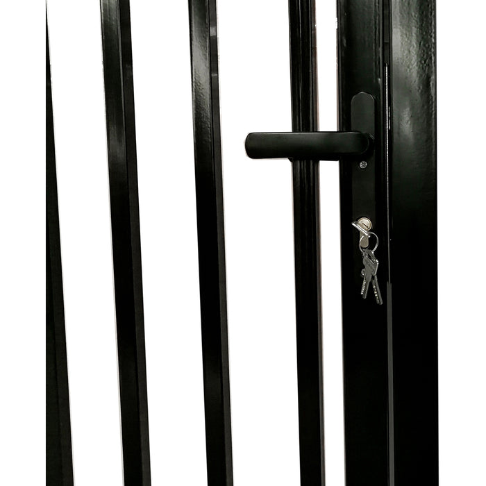 Aleko Steel Dual Swing Driveway Gate with Built-In Pedestrian Door - VIENNA Style - 14 x 7 Feet DGP14VIENNA-AP Aleko