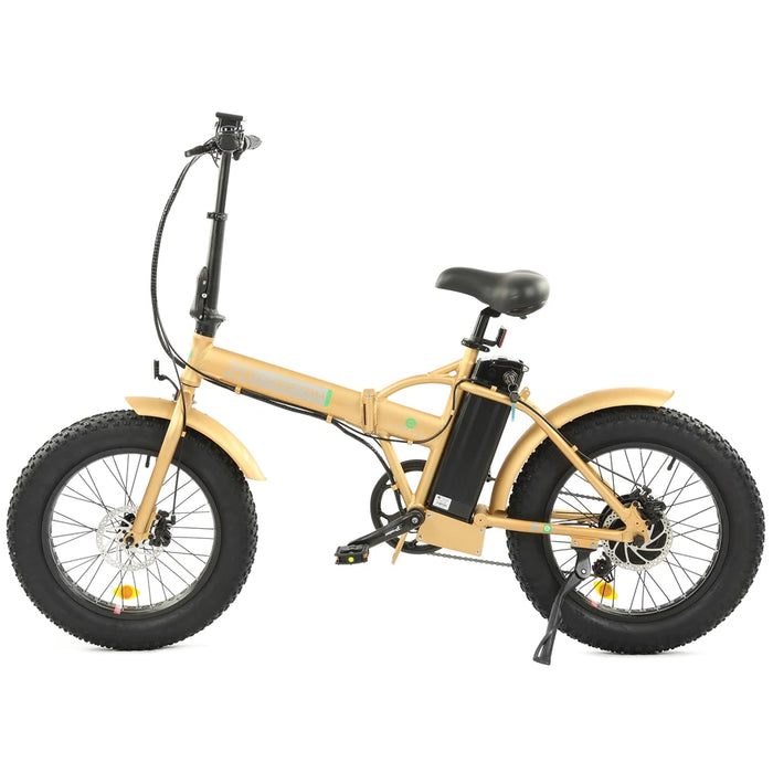 Ecotric 48V Gold Folding Fat Tire Electric Bike w/ LCD display - FAT20S900-CM Ecotric Electric Bikes