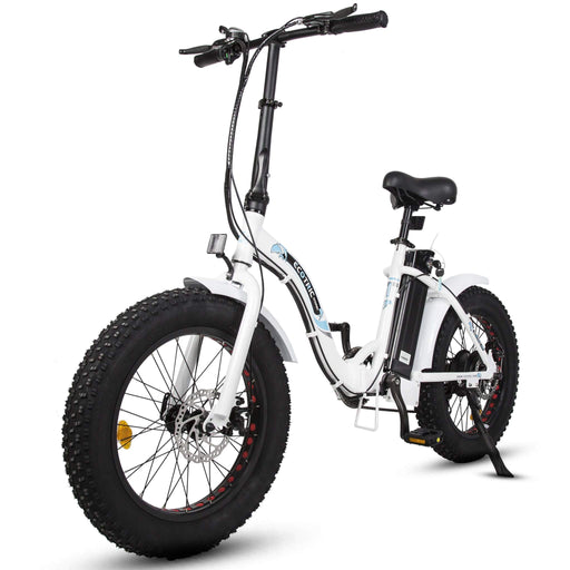 Ecotric white portable and folding fat bike model Dolphin DOLPHIN-WB Ecotric Electric Bikes