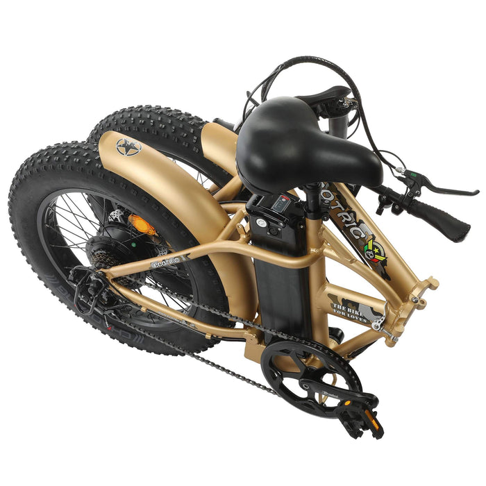 Ecotric 48V Gold Folding Fat Tire Electric Bike w/LCD Display FAT20810-CM Ecotric Electric Bikes