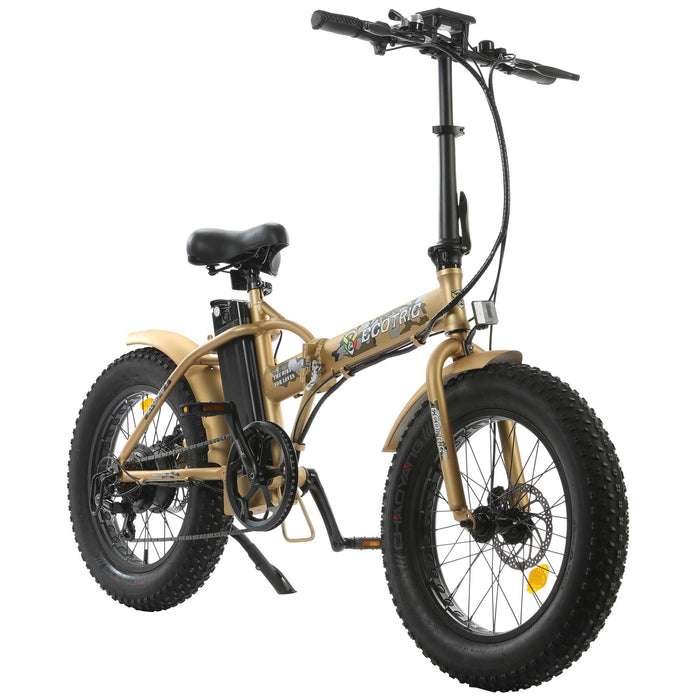 Ecotric 48V Gold Folding Fat Tire Electric Bike w/LCD Display FAT20810-CM Ecotric Electric Bikes