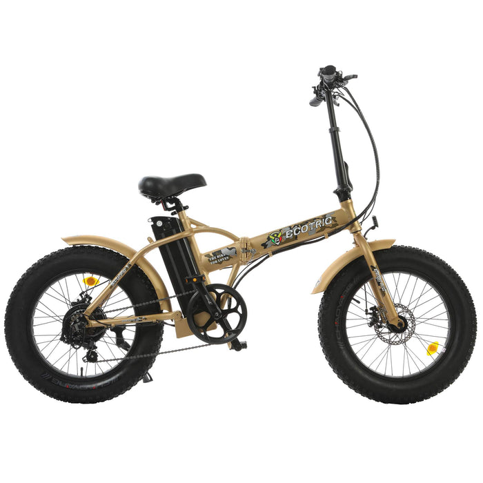 Ecotric 48V Gold Folding Fat Tire Electric Bike w/LCD Display FAT20810-CM Ecotric Electric Bikes