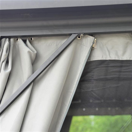 Aleko Aluminum and Steel Hardtop Gazebo with Mosquito Net and Curtain - 10 x 10 Feet - Black Aleko