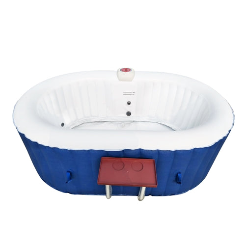 Aleko Oval Inflatable Hot Tub Spa with Drink Tray and Cover - 2 Person - 145 Gallon - Dark Blue HTIO2BLD-AP Aleko
