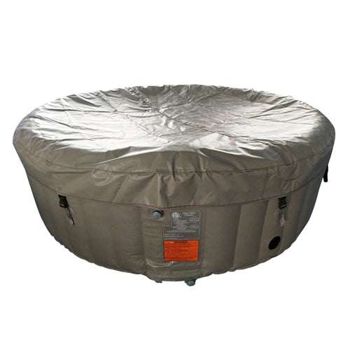 Aleko Round Inflatable Jetted Hot Tub with Cover - 4 Person - 210 Gallon - Brown and White - HTIR4BRW-AP Aleko