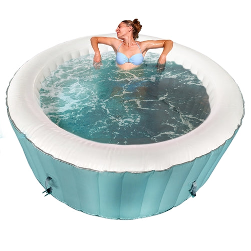 Aleko Round Inflatable Hot Tub Spa with Cover - 4 Person - 210 Gallon - Light Blue and White HTIR4GRW-AP Aleko