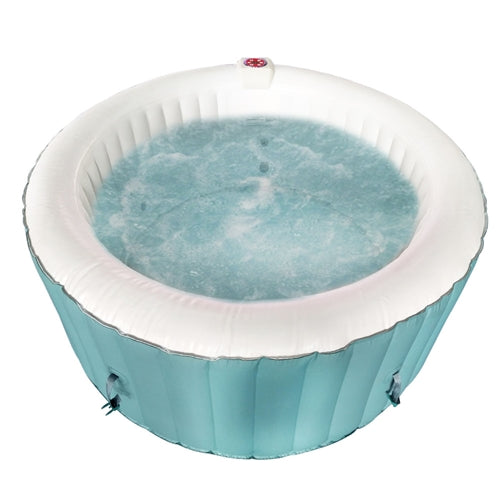 Aleko Round Inflatable Hot Tub Spa with Cover - 4 Person - 210 Gallon - Light Blue and White HTIR4GRW-AP Aleko