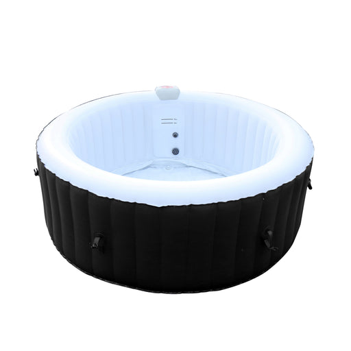 Aleko Round Inflatable Jetted Hot Tub Spa with Cover - 4 Person - 210 Gallon - Black Aleko