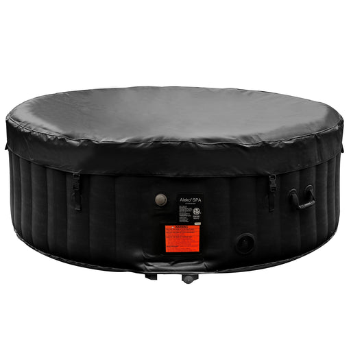 Aleko Round Inflatable Jetted Hot Tub Spa with Cover - 4 Person - 210 Gallon - Black Aleko