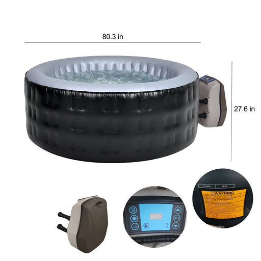 Aleko Round Inflatable Jetted Hot Tub Spa with Cover - 6 Person - 265 Gallon - Black HTIR6BK-AP Aleko