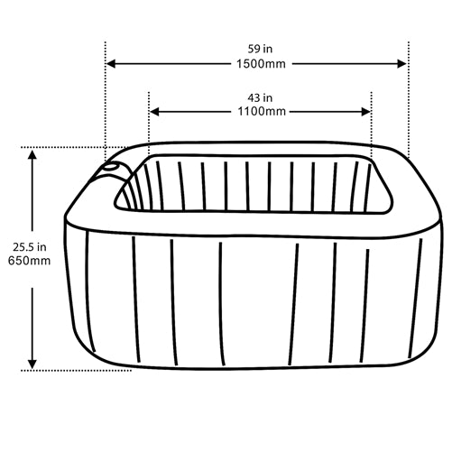 Aleko Square Inflatable Hot Tub Spa with Cover - 4 Person - 160 Gallon - Brown Aleko