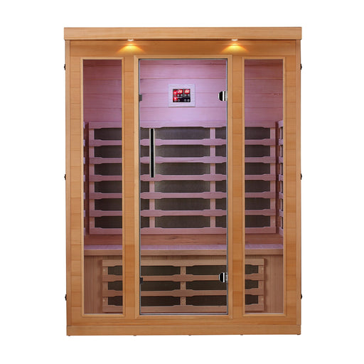 Aleko Indoor Canadian Hemlock Infrared Sauna - Multi-Colored Light Spectrum - 3 Person IF3HEM-AP Aleko