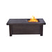 LEXORA Melardo Outdoor Rectangular Wood Textured Gas Fire Pit Table w/ Round Burner Kit Lexora