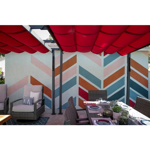 Aleko Aluminum Outdoor Retractable Canopy Pergola - 13 x 10 Ft - Burgundy Color Aleko