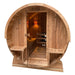 Aleko Outdoor Rustic Cedar Barrel Steam Sauna - Front Porch Canopy - 4.5 kW Harvia KIP Heater - 4 Person SB4CED-AP Aleko