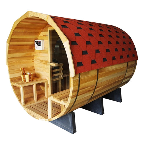 Aleko Weather-Resistant Bitumen Roof Shingles for 71 x 71 Inch Barrel Sauna - Red Aleko