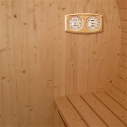 Aleko Outdoor or Indoor White Finland Pine Wet Dry Barrel Sauna - 5 Person - Front Porch Canopy - 4.5 kW ETL Certified SB5PINECP Aleko