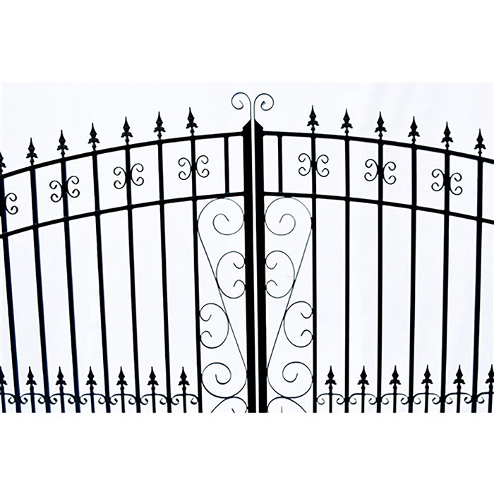 Aleko Steel Dual Swing Driveway Gate - VENICE Style - 12 ft with Pedestrian Gate - 5 ft SET12X4VEND-AP Aleko