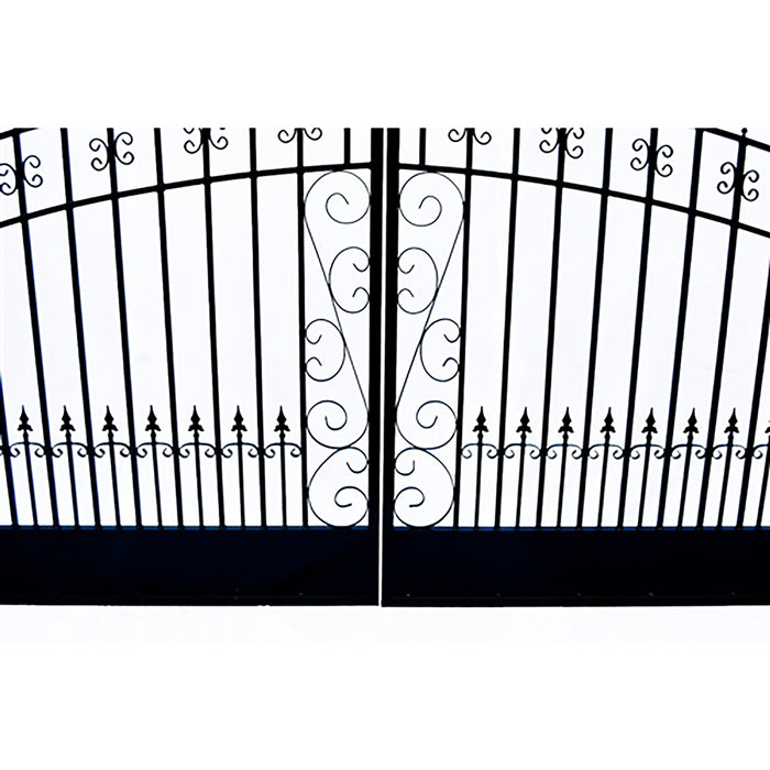 Aleko Steel Dual Swing Driveway Gate - VENICE Style - 18 ft with Pedestrian Gate - 5 ft SET18X4VEND-AP Aleko