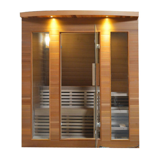 Aleko Clear Cedar Indoor Wet Dry Sauna with Exterior Lights - 4.5 kW Harvia KIP Heater - 5 Person STCE5EDEN-AP Aleko