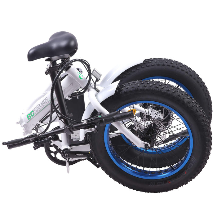 Ecotric 36V Fat Tire Folding Electric Bike - UL Certified - White & Blue - C-FAT20810-WBL Ecotric Electric Bikes