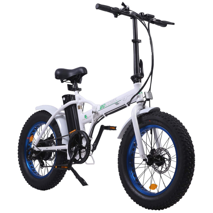 Ecotric 36V Fat Tire Folding Electric Bike - UL Certified - White & Blue - C-FAT20810-WBL Ecotric Electric Bikes