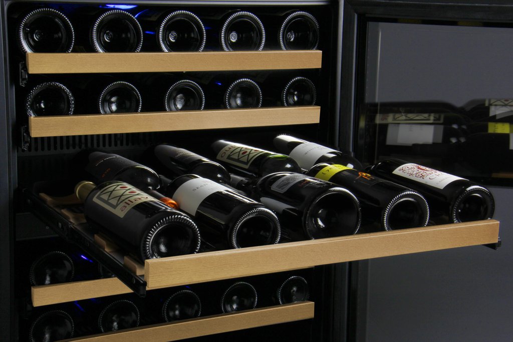 Allavino 24" Wide FlexCount II Tru-Vino 56 Bottle Single Zone Black Left Hinge Wine Refrigerator Allavino