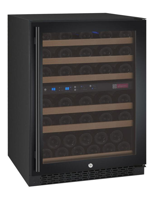 Allavino 24" Wide FlexCount II Tru-Vino 56 Bottle Dual Zone Black Right Hinge Wine Refrigerator Allavino