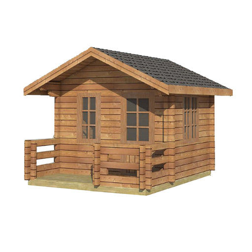 Aleko Wooden DIY Outdoor Studio-Home Cabin and Cottage Space with Fenced Front Porch Aleko