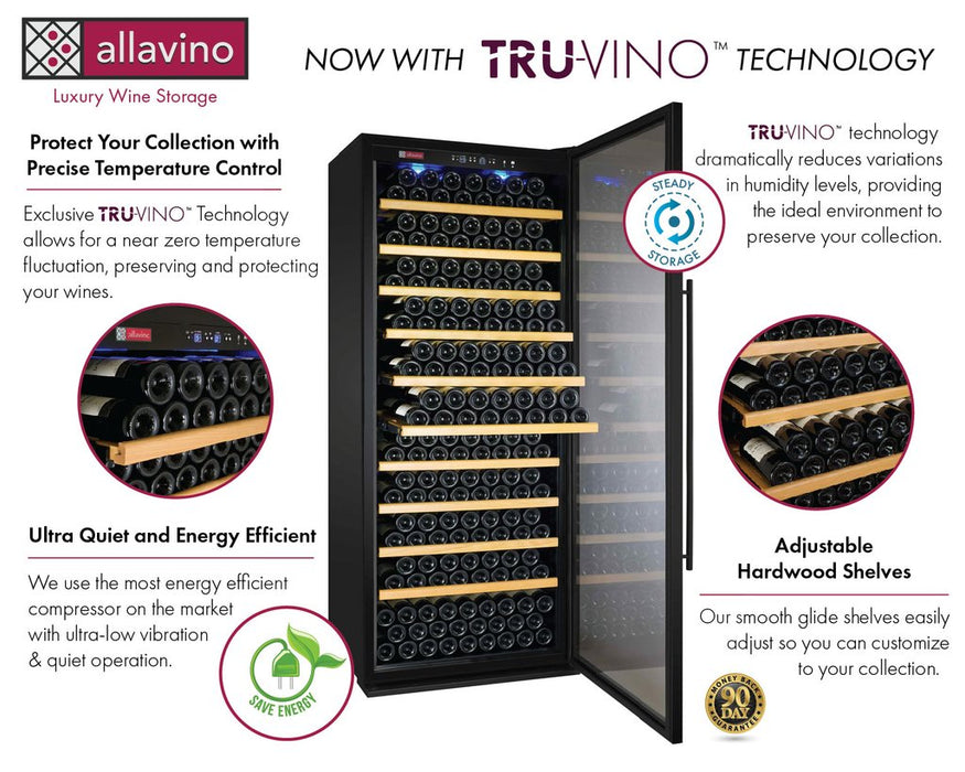 Allavino 32" Wide Vite II Tru-Vino 277 Bottle Single Zone Black Left Hinge Wine Refrigerator Allavino