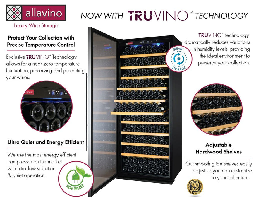 Allavino 32" Wide Vite II Tru-Vino 277 Bottle Single Zone Stainless Steel Right Hinge Wine Refrigerator Allavino