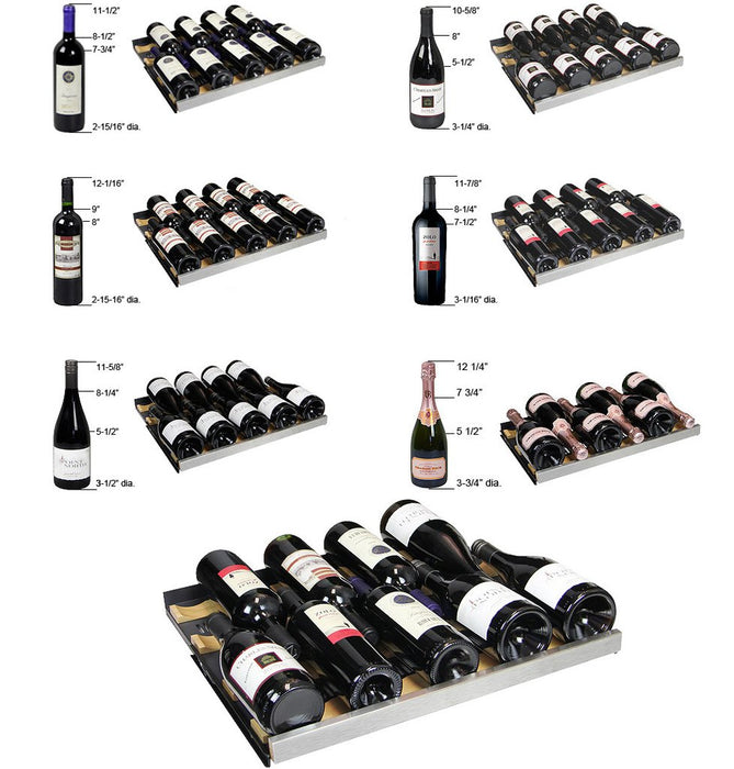 Allavino 24" Wide FlexCount II Tru-Vino 128 Bottle Single Zone Stainless Steel Left Hinge Wine Refrigerator Allavino