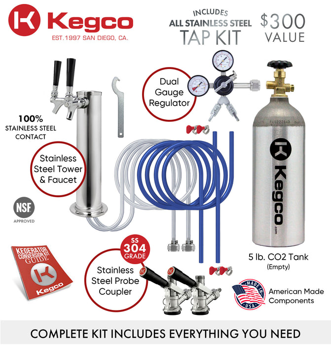 Kegco 24" Wide Dual Tap Stainless Steel Kegerator K209SS-2NK Kegco